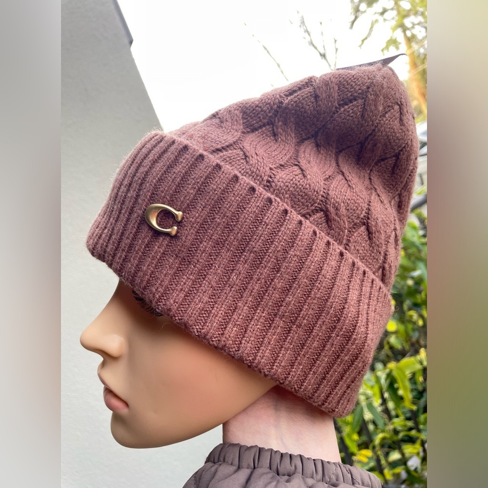 Coach Dark Camel Knit Beanie - Picture 3 of 15